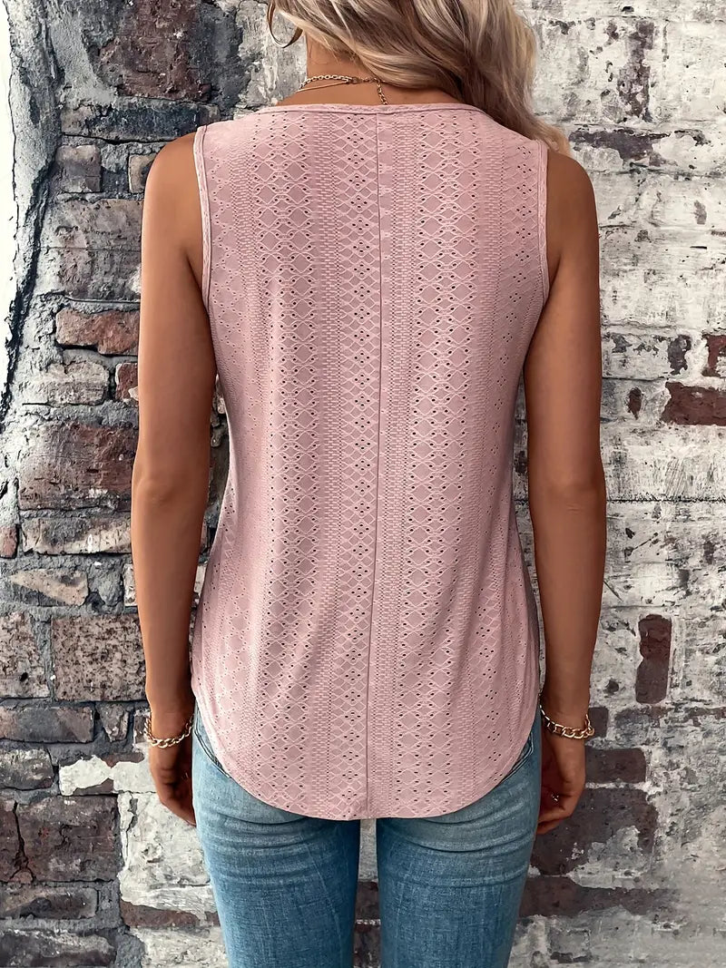 Eyelet Solid Tank Top